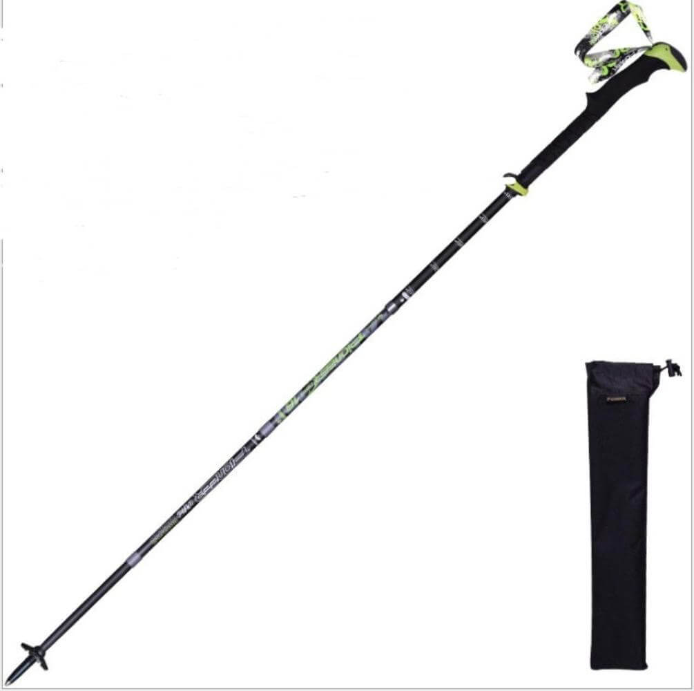 The carbon fiber hiking pole in matte black.