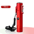 The waterproof rechargeable lighter for survival in red.